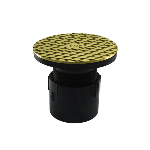 Jones Stephens 3in. ABS Over Pipe Fit Base Cleanout with 3in. Plastic Spud and 6in. Polished Brass Cover C60027 - main